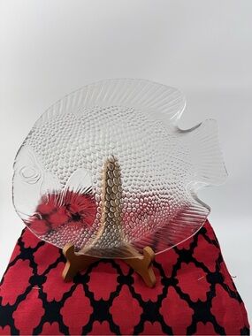 Clear Glass Fish-Shaped Serving Platter - Clear